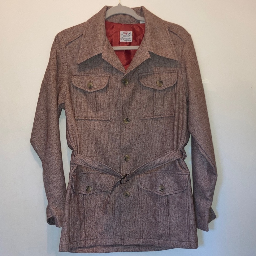 Authentic Vintage 70s Levi's Tan Wool Belted Shirt Jacket unisex